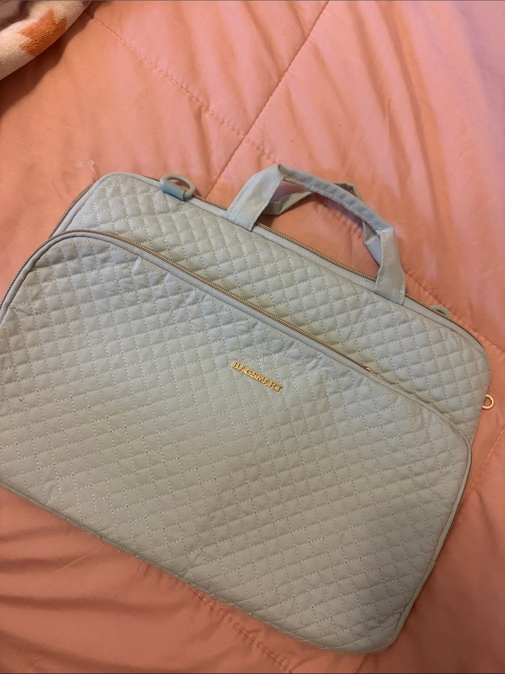 BAGSMART Quilted Laptop Tote in Sage Green